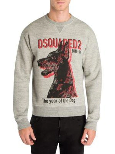 Shop Dsquared2 Year Of The Dog Cotton Sweatshirt In Grey