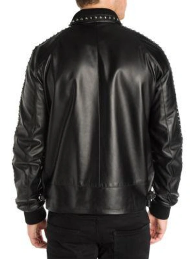 Shop Dsquared2 Sports Leather Jacket In Black