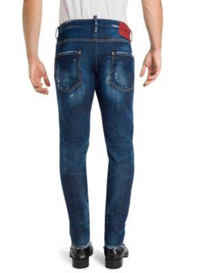 Shop Dsquared2 Dan Distressed Jeans In Navy