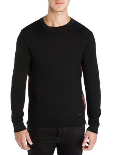 Shop Dsquared2 Side Zip Wool Sweatshirt In Black