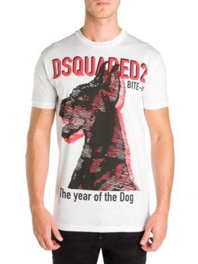 Shop Dsquared2 Year Of The Dog Crewneck Tee In White