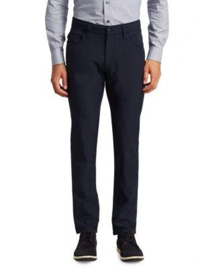 Shop Armani Collezioni Techno Stretch Slim-fit Trousers In Dark Blue