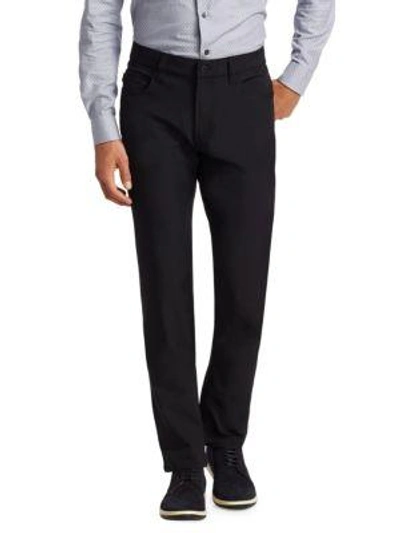 Shop Armani Collezioni Techno Stretch Slim-fit Trousers In Black