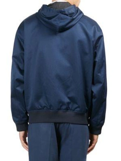 Shop Kenzo Logo Cotton Hoodie In Navy Blue