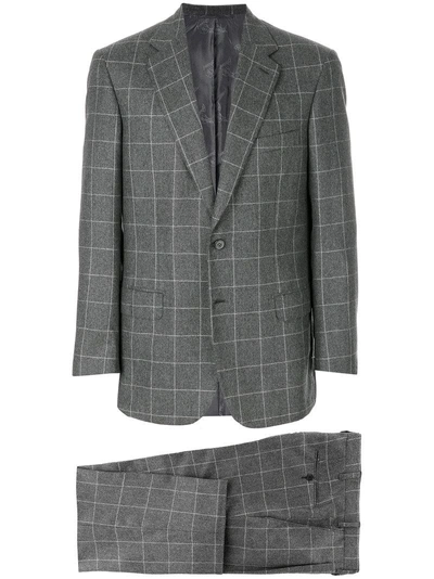 Shop Brioni Woven Grid Formal Suit - Grey
