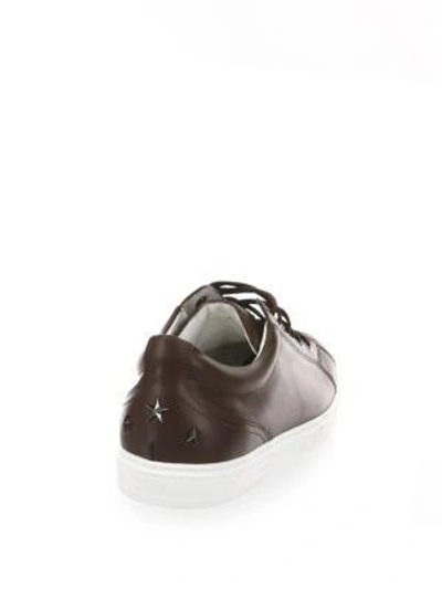 Shop Jimmy Choo Cash Round Toe Low-top Sneakers In Coffee