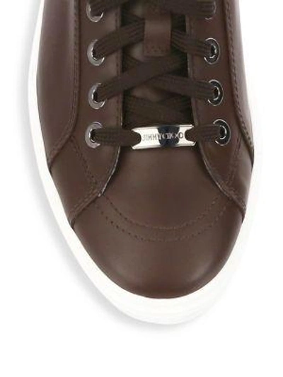 Shop Jimmy Choo Cash Round Toe Low-top Sneakers In Coffee