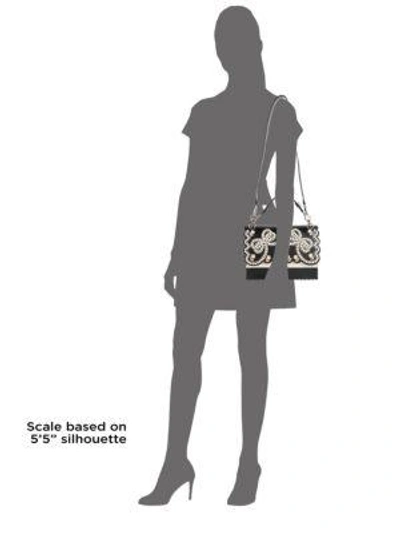 Shop Fendi Ribbons And Pearls Kan I Embroidered Leather Shoulder Bag In Nero