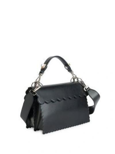 Shop Fendi Ribbons And Pearls Kan I Embroidered Leather Shoulder Bag In Nero