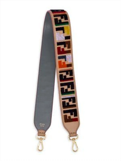 Shop Fendi Embroidered Velvet Stitch Shoulder Strap You In Multi