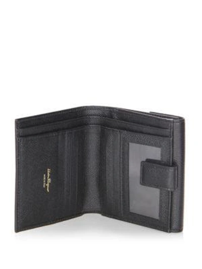 Shop Ferragamo French Leather Bi-fold Wallet In Black