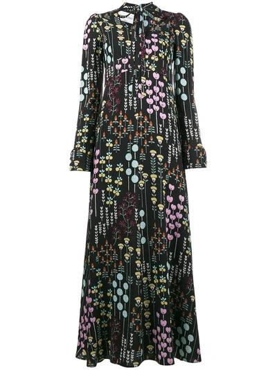 Shop Valentino Floral Print Silk Maxi Dress