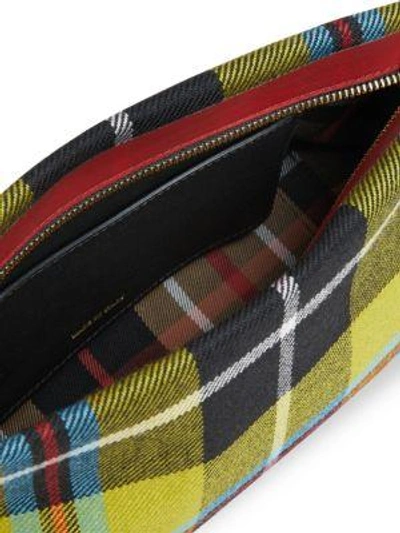 Shop Burberry Plaid Leather Zip Clutch In Multi