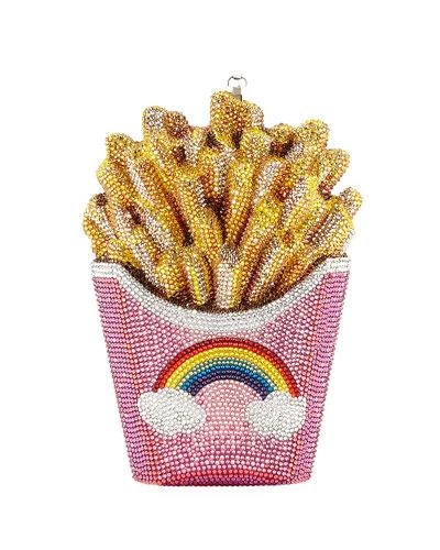 Shop Judith Leiber French Fries Rainbow Clutch Bag In Pink Pattern