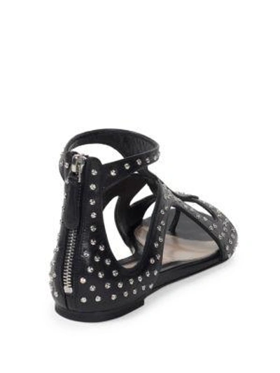 Shop Alexander Mcqueen Studded Leather Flat Sandals In Black