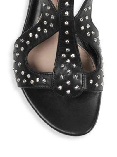 Shop Alexander Mcqueen Studded Leather Flat Sandals In Black