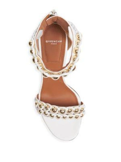 Shop Givenchy Embellished Leather Ankle-strap Sandals In White