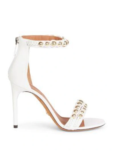 Shop Givenchy Embellished Leather Ankle-strap Sandals In White