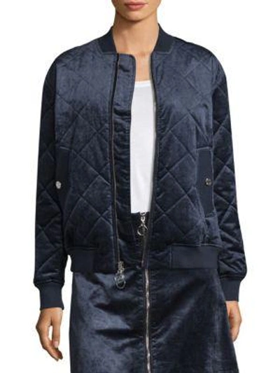 7 For All Mankind Quilted Velvet Bomber Jacket In Navy Velvet | ModeSens