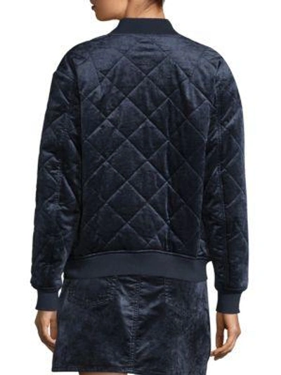 Shop 7 For All Mankind Quilted Velvet Bomber Jacket In Navy Velvet