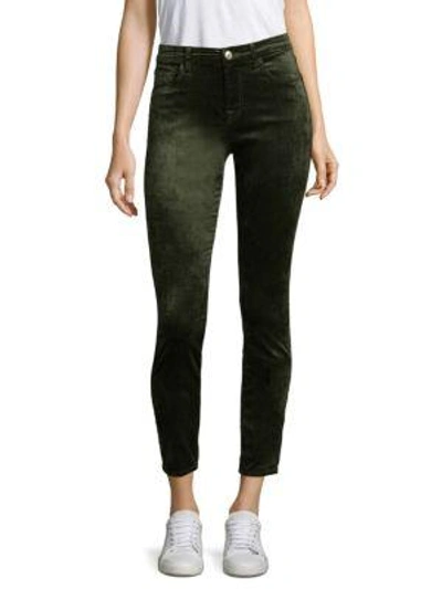 Shop 7 For All Mankind Velvet Skinny Jeans In Evergreen