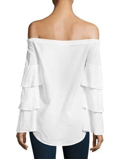 Shop Bella Dahl Off-the-shoulder Ruffle Top In White
