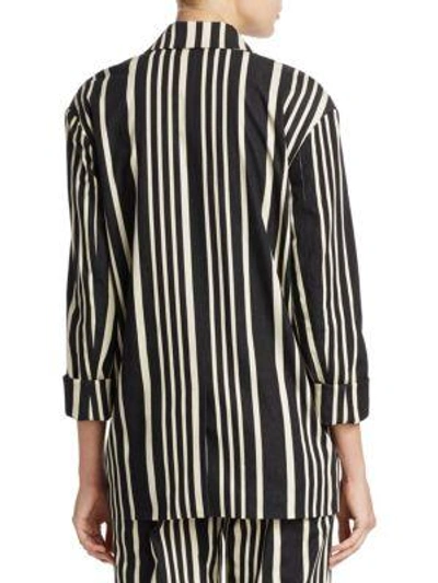 Shop Alice And Olivia Neta Striped Boyfriend Jacket In Black White