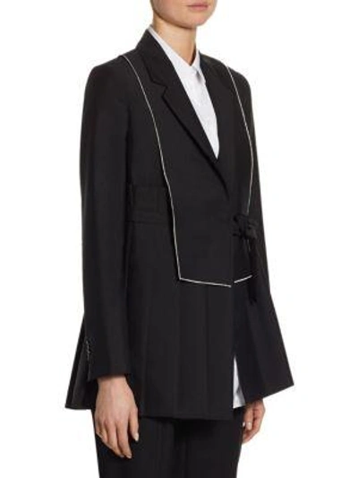 Shop Jil Sander Wool-mohair Pleated Jacket In Black