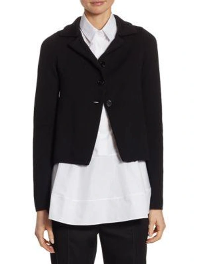 Shop Jil Sander Wool Asymmetric Jacket In Black
