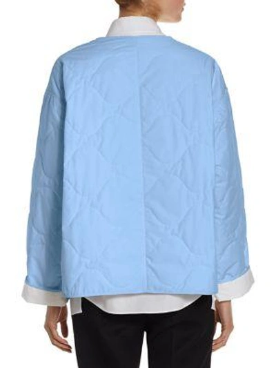 Shop Jil Sander Cotton Poplin Quilted Coat In Light Blue