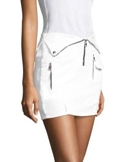 Shop Rta Gisele Cotton Biker Skirt In Optic White