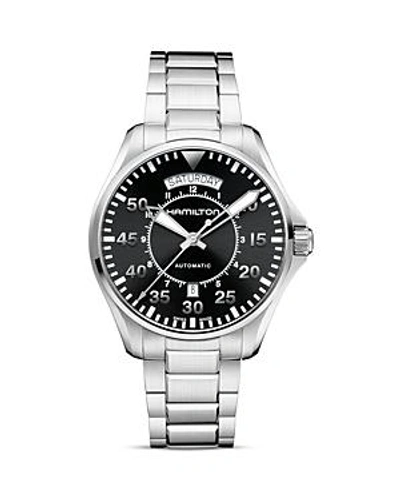 Shop Hamilton Khaki Pilot Day Date Automatic Watch, 42mm In Black/silver