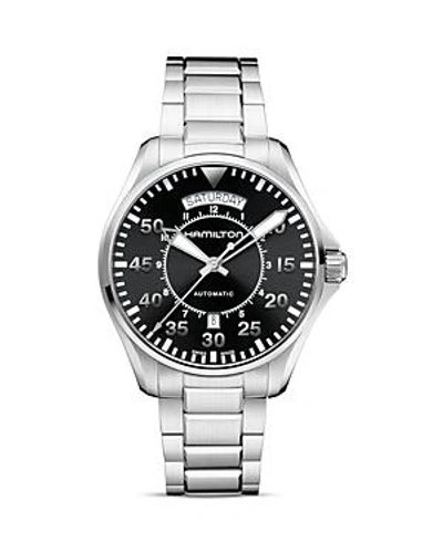 Hamilton Men's Swiss Automatic Khaki Pilot Stainless Steel Bracelet Watch 42mm H64615135 In Black/silver