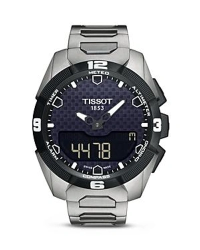 Shop Tissot T-touch Expert Solar Men's Titanium Bracelet Quartz Watch, 45mm In Black/silver