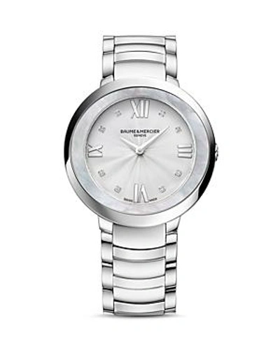 Shop Baume & Mercier Promesse Watch, 34mm In White/silver