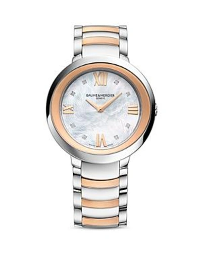 Shop Baume & Mercier Promesse Diamond Two Tone Watch, 34mm In White