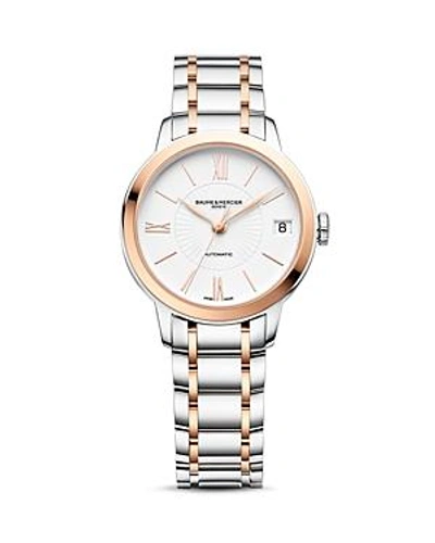 Shop Baume & Mercier Classima Two Tone Automatic Watch, 31mm In White