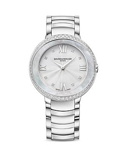 Shop Baume & Mercier Promesse Diamond Watch, 34mm In White