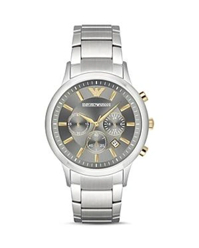 Shop Armani Collezioni Emporio Armani Chronograph Stainless Steel Watch, 43 Mm In Gray/silver