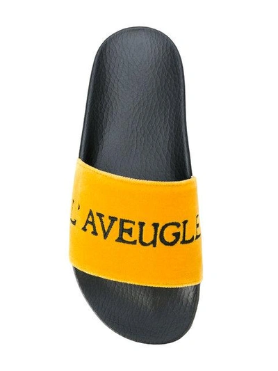Shop Gucci L'aveugle Par Amour Sliders - Yellow In Yellow & Orange