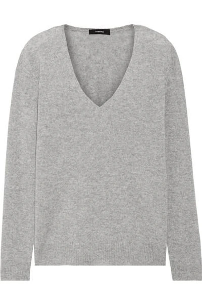 Shop Theory Adrianna Cashmere Sweater In Gray