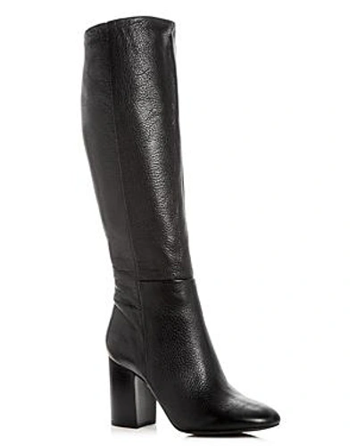 Shop Kenneth Cole Women's Clarissa Leather High Block Heel Boots In Black