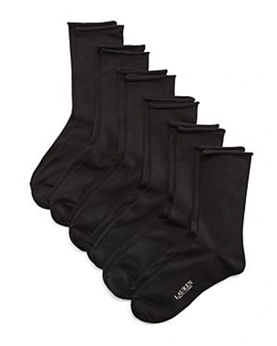 Shop Ralph Lauren Roll Top Trouser Socks, Set Of 6 In Black