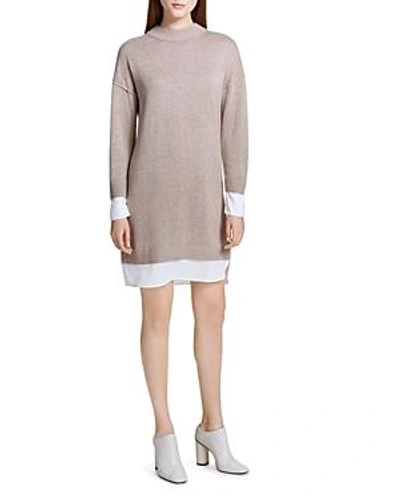 Shop Calvin Klein Layered Look Sweater Dress In Heather Camel