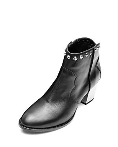 Shop Zadig & Voltaire Women's Molly Studded Leather Metallic Heel Booties In Black