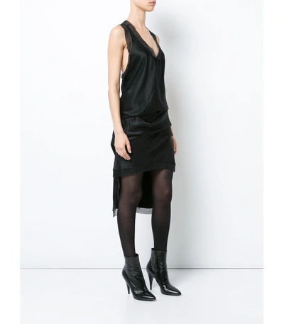 Shop Alexander Wang Black Mesh Trim Slip Dress