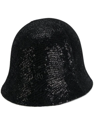 Shop Maison Michel Sequin Embellished Cloche Hat In Black