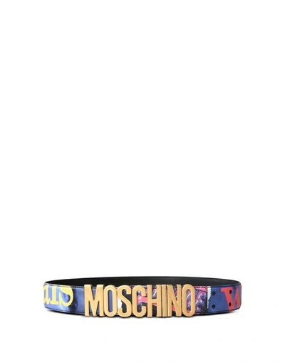 Shop Moschino Leather Belts In Blue