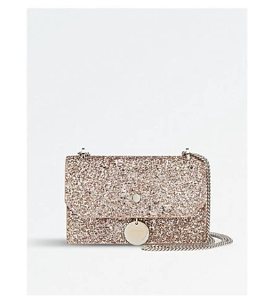 Shop Jimmy Choo Finley Coarse Glitter Cross-body Bag In Ballet Pink