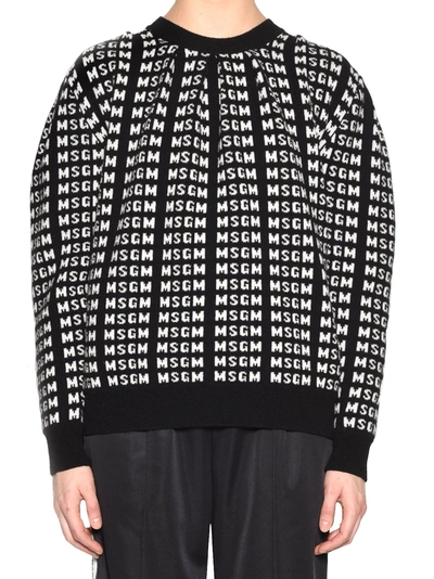 Shop Msgm Sweater In Black & White